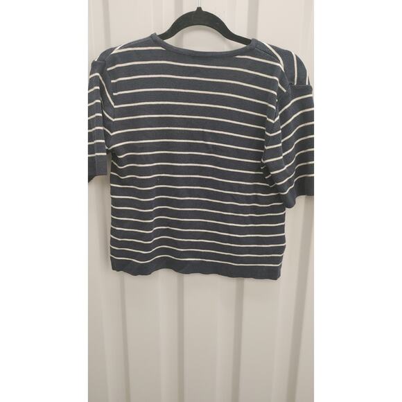 Vintage Lacoste Crop Top Striped Blue White Nautical Sz 44 10-12 Women Large - Picture 4 of 5